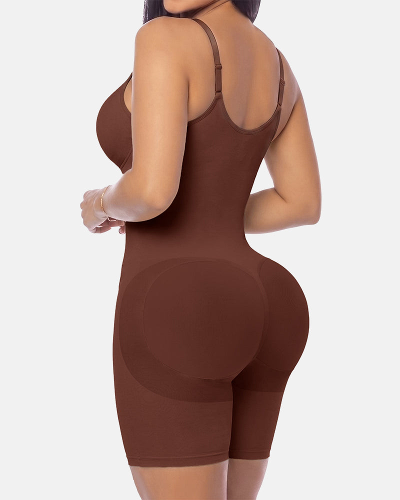 Seamless Zip-Up Bodysuit with Bonded Panel for Tummy Control