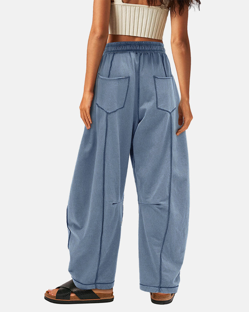 New Elevated Barrel Leg Lounge Pants - Slimming High Waist in Premium Organic Cotton