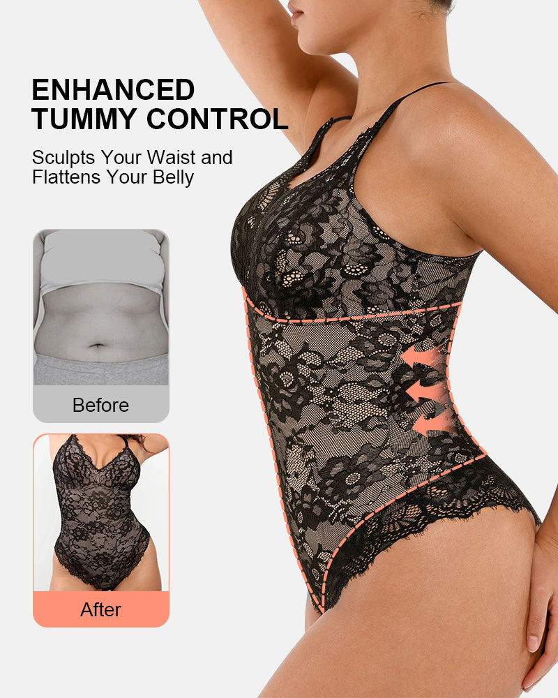 Lace Shapewear Thong Tummy Control Bodysuit