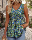 Tops de tirantes peplum fluidos con cuello en V sin mangas para mujer