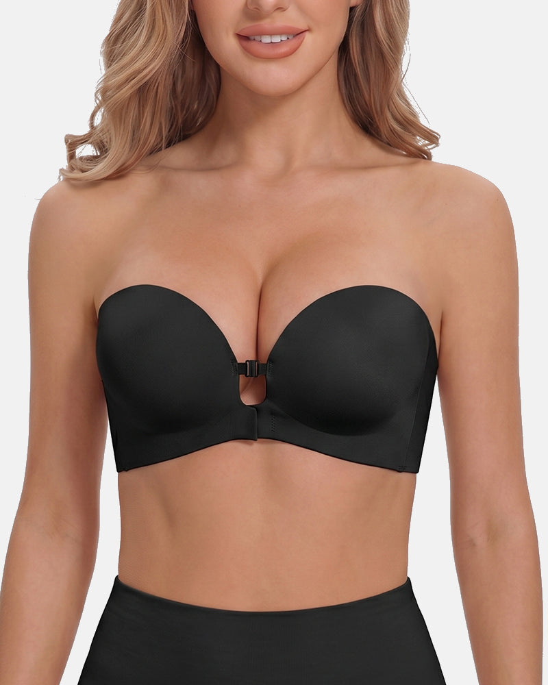 Strapless Front Closure Bra with Push Up Padded - Supportive & Seamless