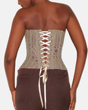 Lace Up Contrast Lace Corset Top Tummy Control Shapewear