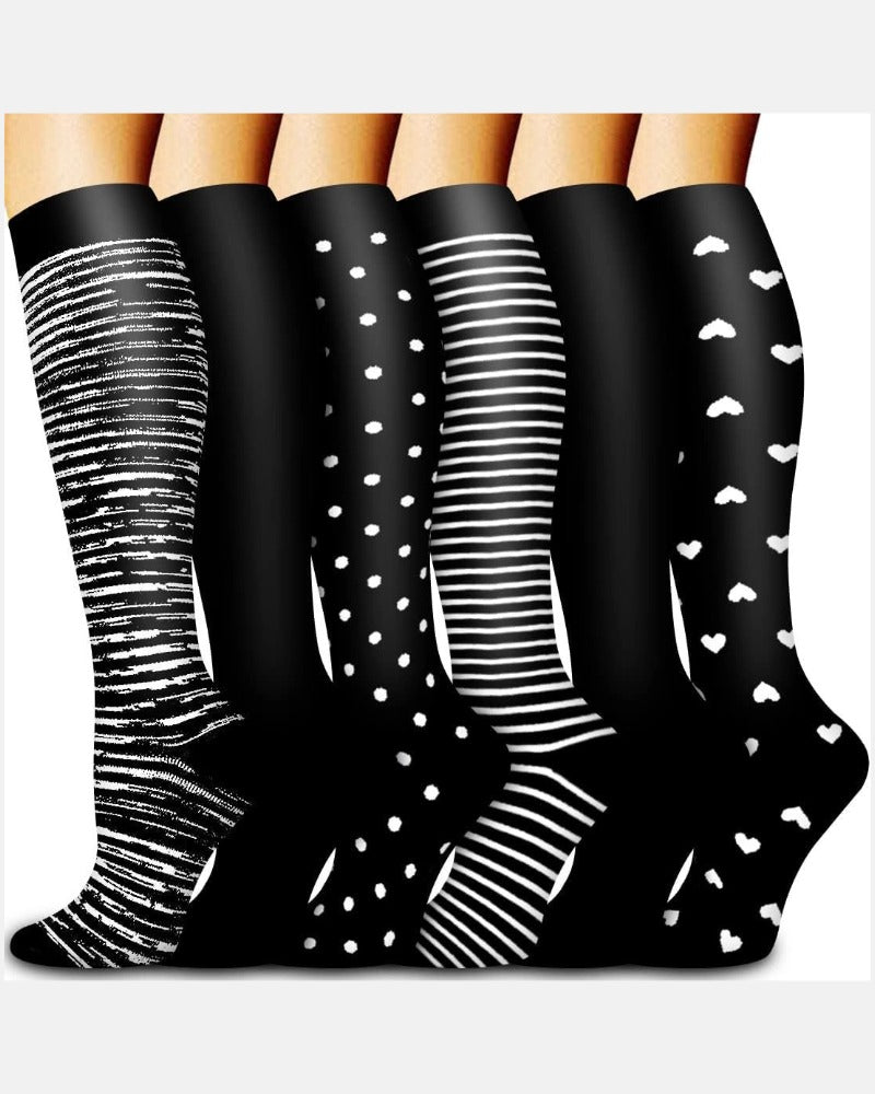6-Pair Compression Socks — All-Day Support for Work, Running & Recovery