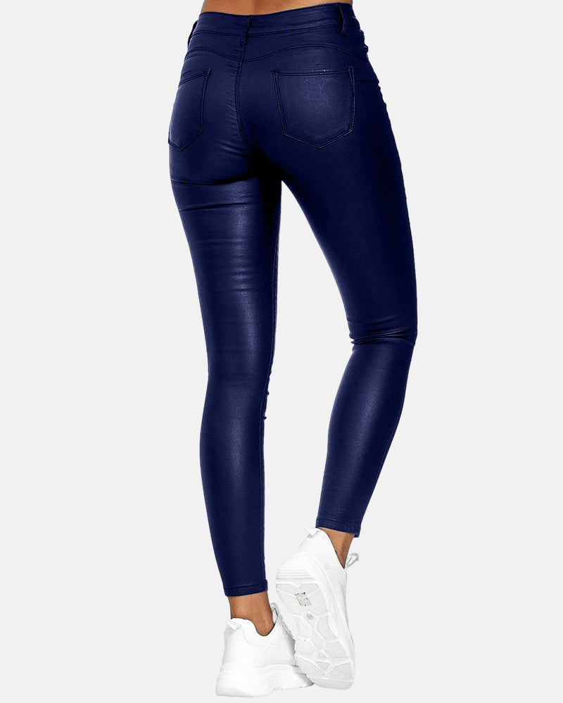 High-Waisted PU Leather Skinny Pants