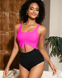 Cutout Tie Knot Tummy Control One Piece Swimsuit