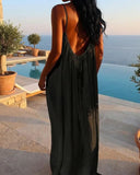 Women's Solid Color Backless Cami Dress