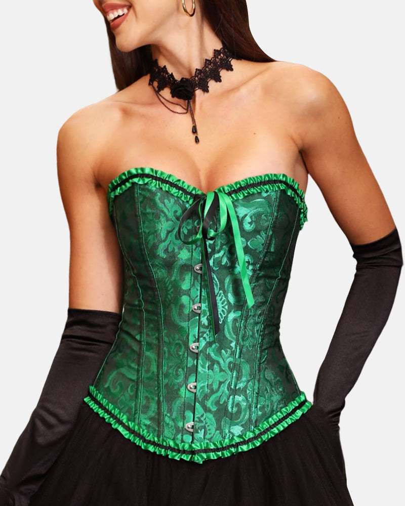 Lace Up Boned Overbust Corset Bustier