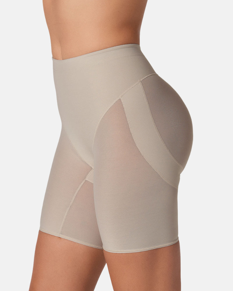 PowerUp Firm Compression Butt Lifter Shaper Shorts with Ruched Seam & Lift Bands
