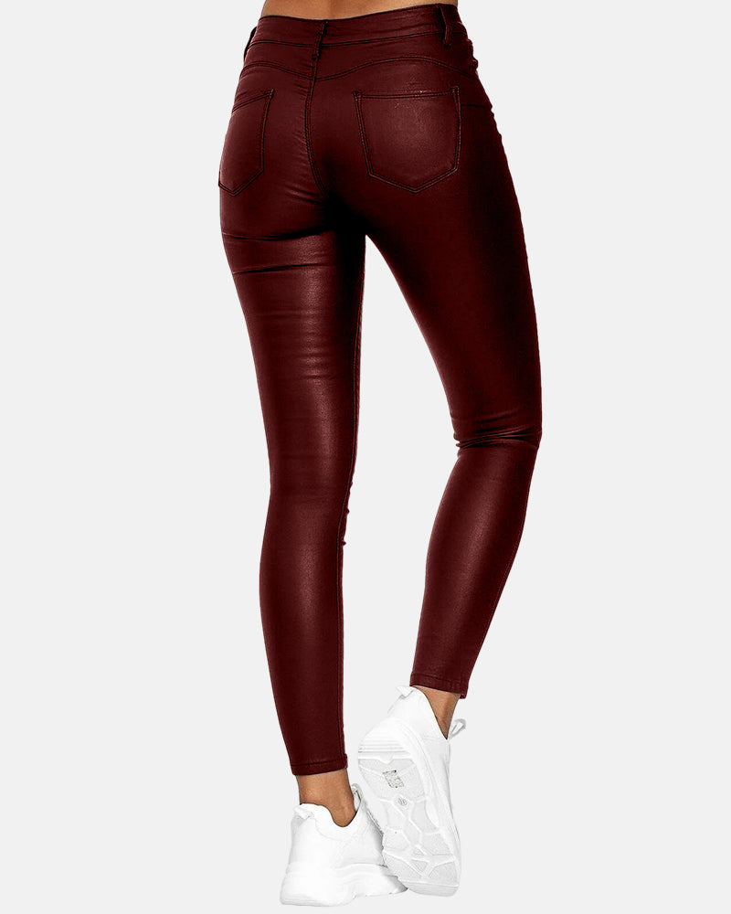 High-Waisted PU Leather Skinny Pants