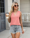 Camiseta sin mangas con cuello en V para mujer, corte holgado, básica