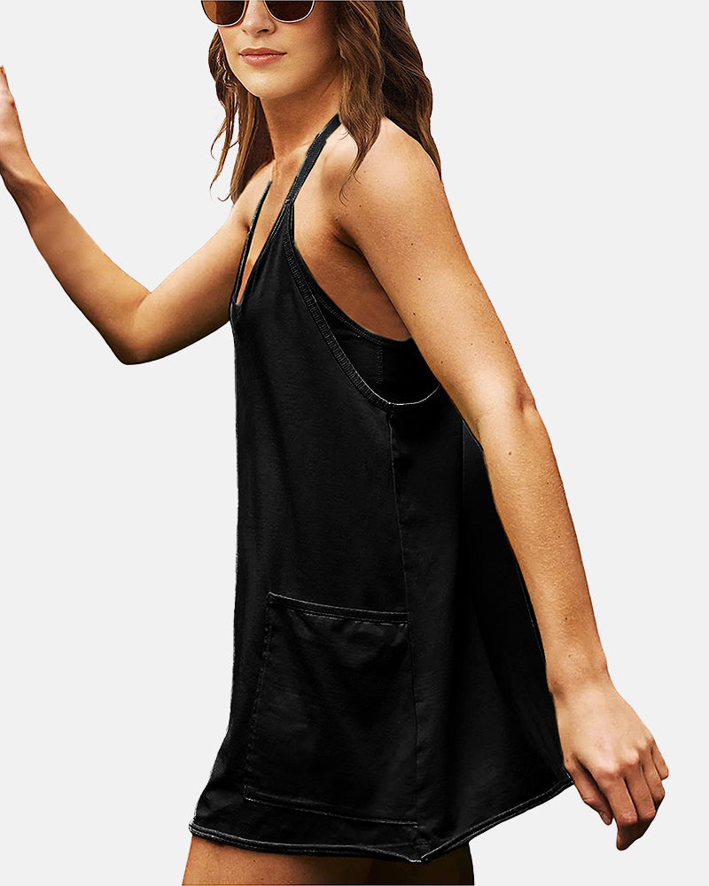 Women's Sleeveless Mini Dress with Built-in Shorts