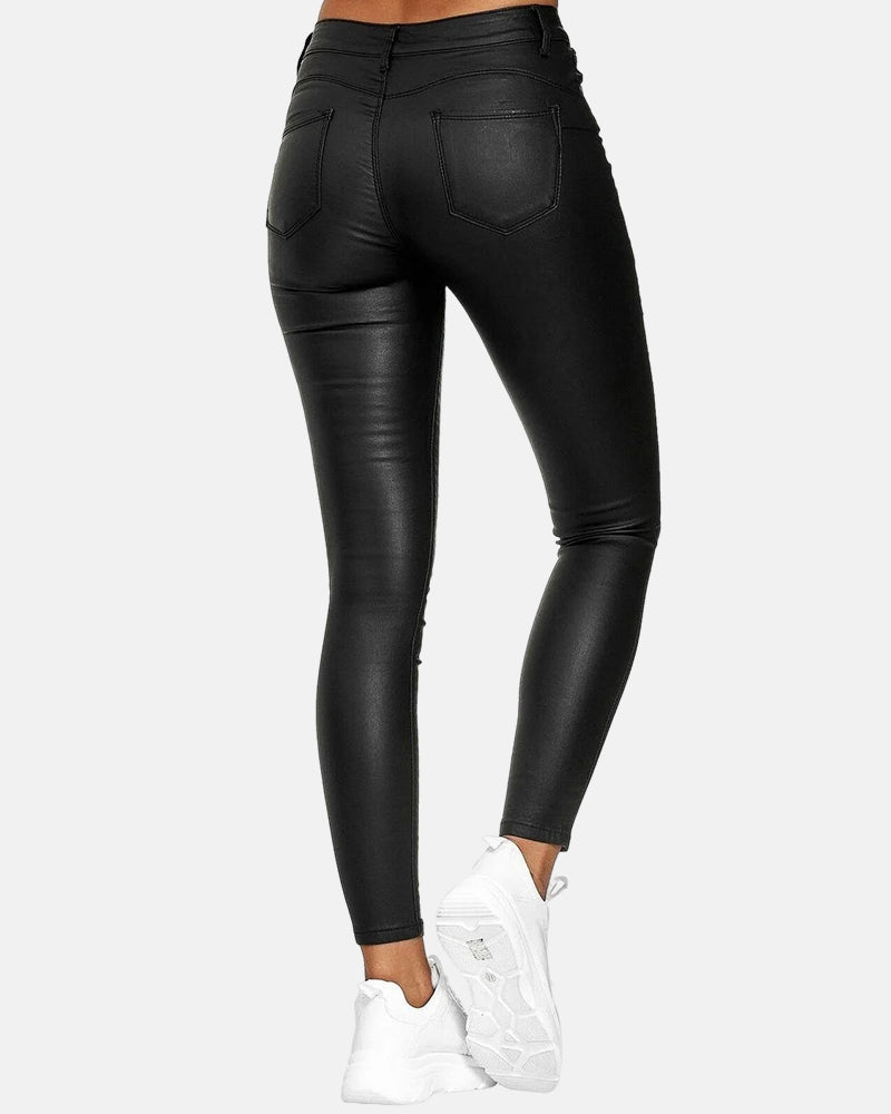 High-Waisted PU Leather Skinny Pants