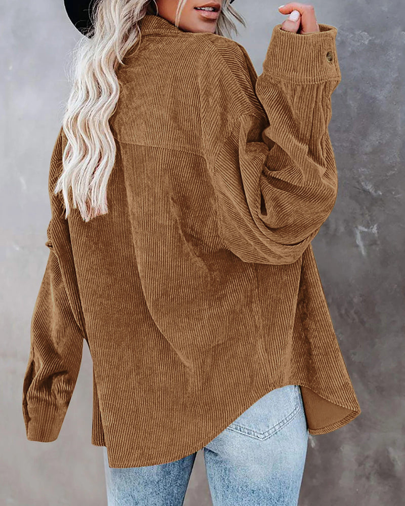 Oversized Boyfriend Corduroy Button Down Shirt