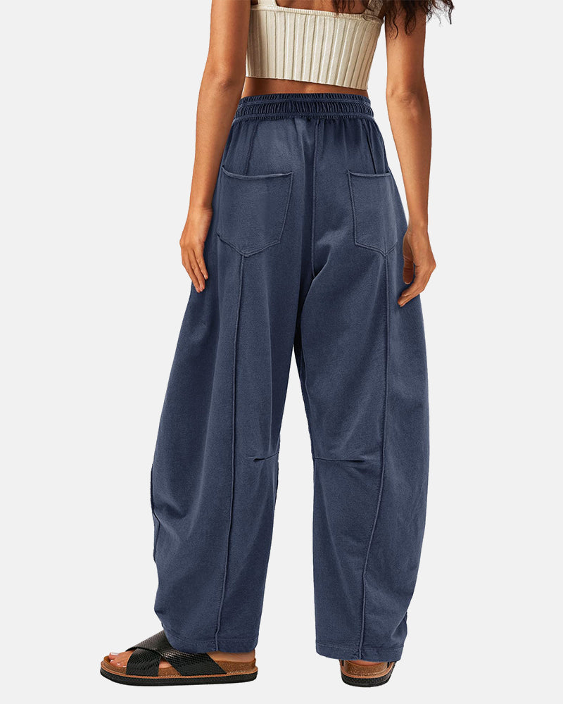 New Elevated Barrel Leg Lounge Pants - Slimming High Waist in Premium Organic Cotton