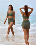 Sarong Wraps Bathing Suits Womens High Waisted Tummy Control Bikini Sets