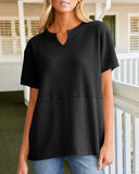 Summer Cozy Oversized Waffle Knit V-Neck Top