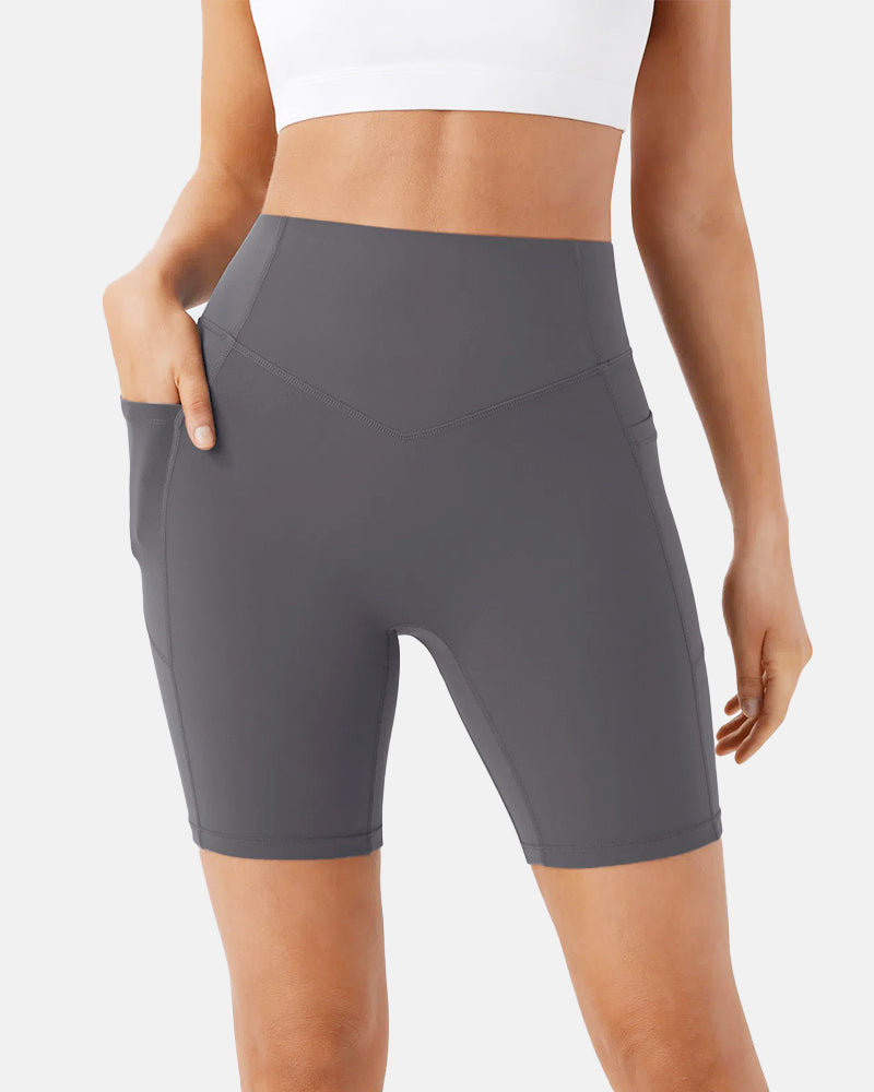 High Waisted Scrunch Butt Lifting Tummy Control Pocket Biker Shorts