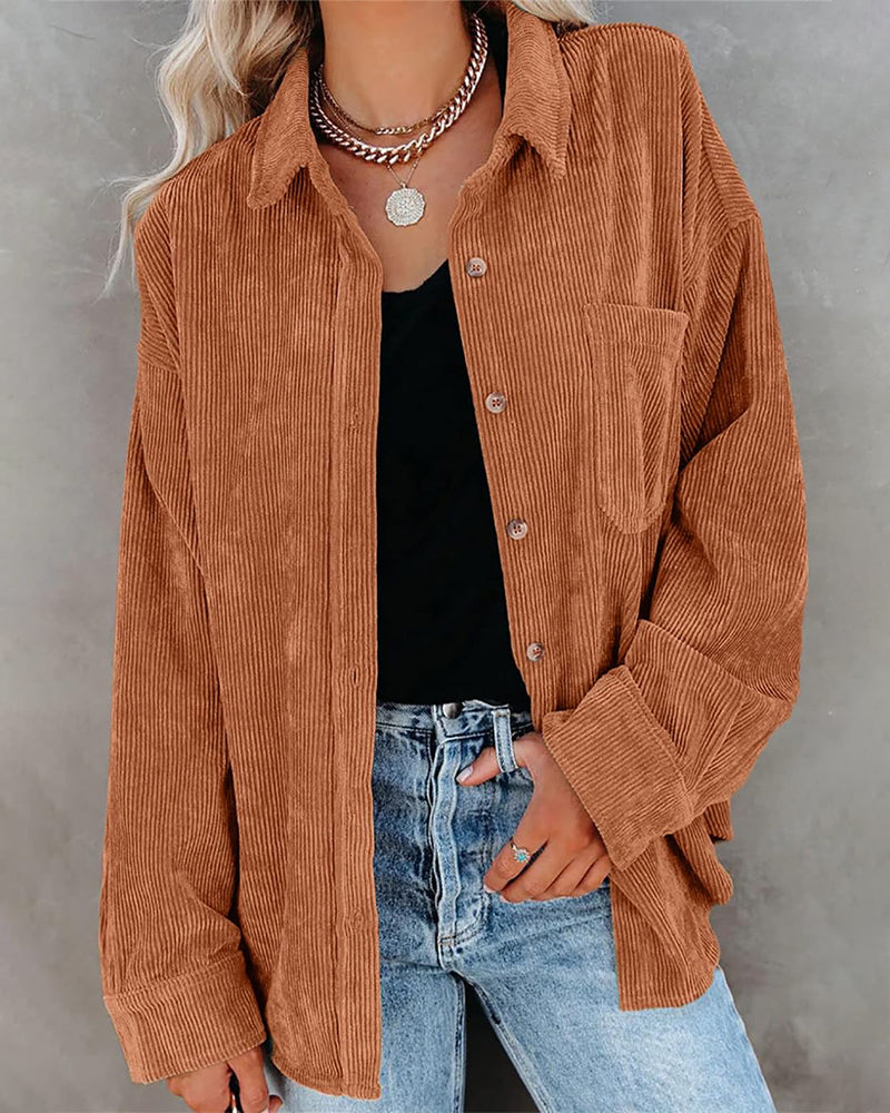 Oversized Boyfriend Corduroy Button Down Shirt