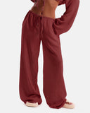 Women's Solid Pocket Pants Wide Leg