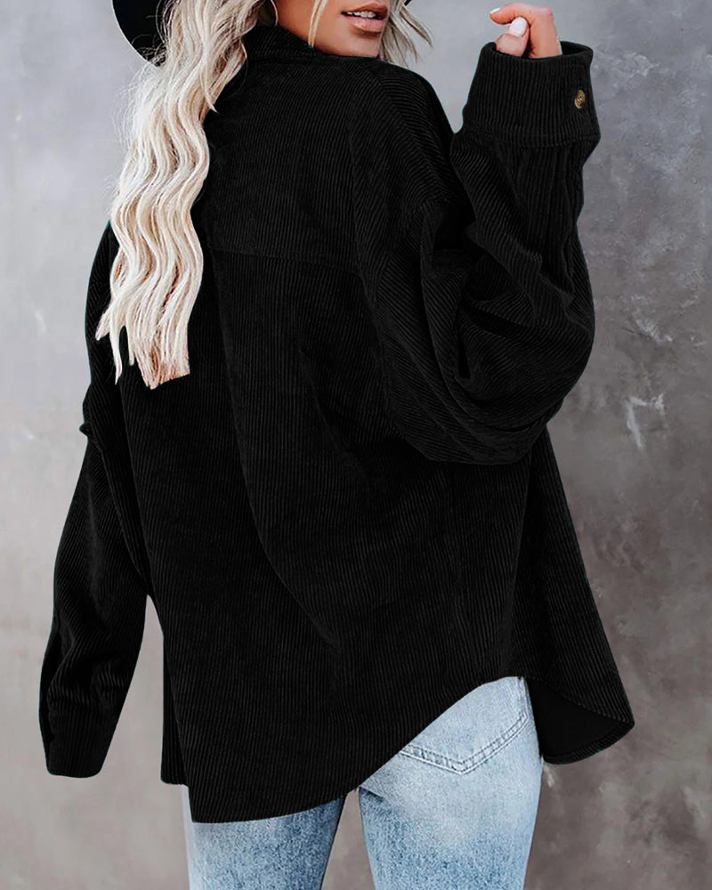 Oversized Boyfriend Corduroy Button Down Shirt