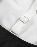 Plus Size Full Coverage Tummy Control Retro Color Block Swimwear