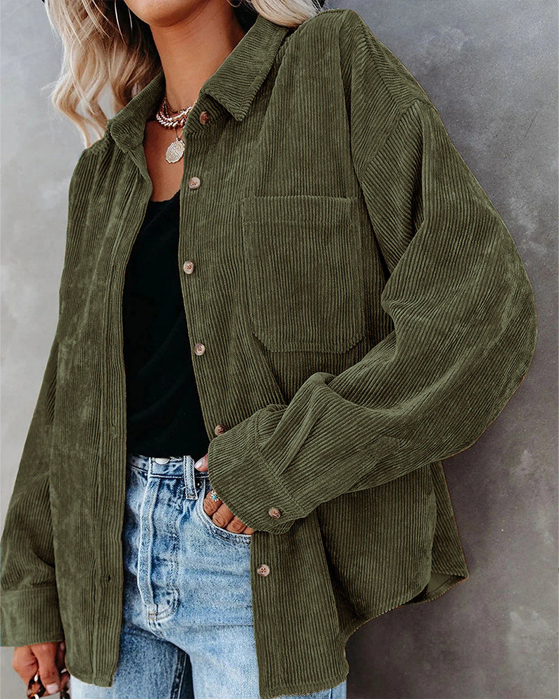 Oversized Boyfriend Corduroy Button Down Shirt