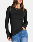 Women Full Length Long Sleeve Rib Knit Slim Fit Tops
