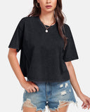 Oversized Vintage Acid Wash Cotton Cropped T Shirts