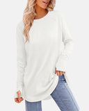 Women Long Sleeve Thumb Hole Crew Neck Tunic Top