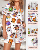 Spooky & Luxe: 2025 Retro Halloween Silk Satin Pajama Set