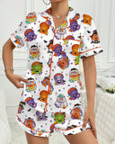 Spooky & Luxe: 2025 Retro Halloween Silk Satin Pajama Set