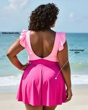 Ruffle Cutout Tummy Control Modest One Piece Swimsuit