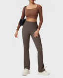 Ribbed Seamless High-Waist Flare Leggings