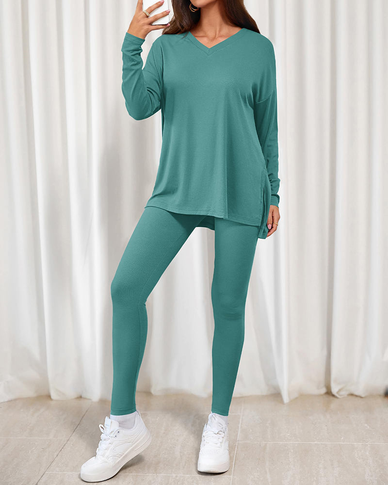 2026 Conjunto Informal de Descanso Camisas Extragrandes Leggings a Juego