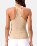 Camisetas sin mangas con tirantes finos, bordado troquelado y cuello redondo