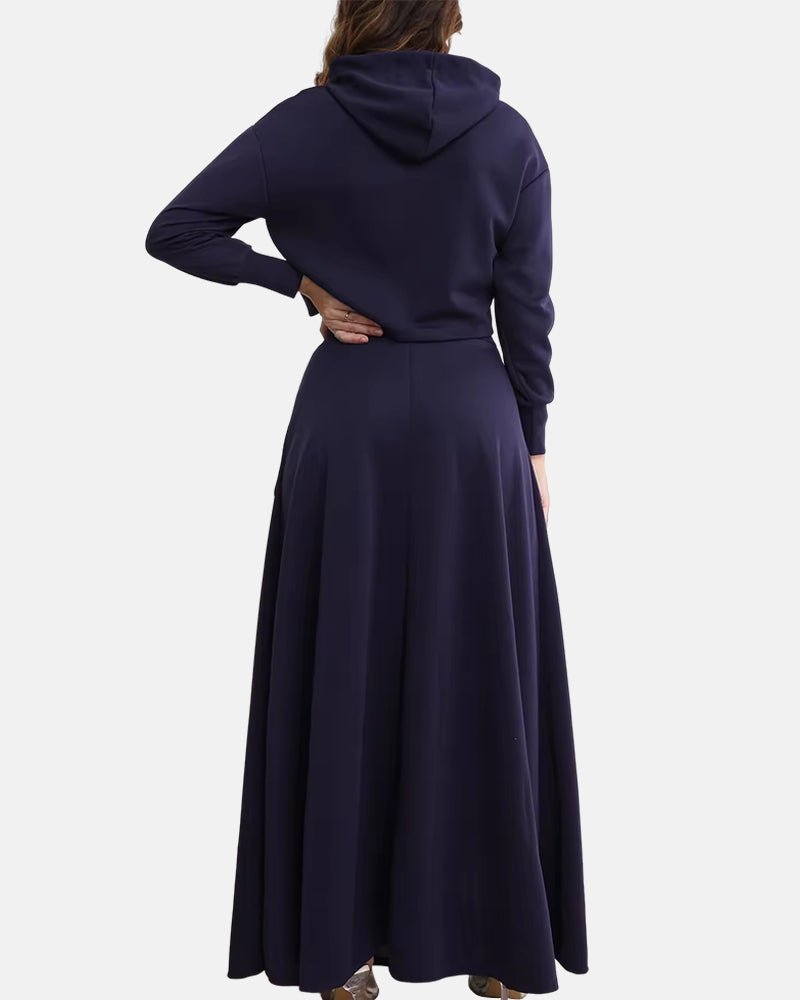 Women's 2-Piece Hoodie and Split Skirt Lounge Set