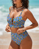 High Waisted U Wire Bikini Set Floral Print Swimsuit