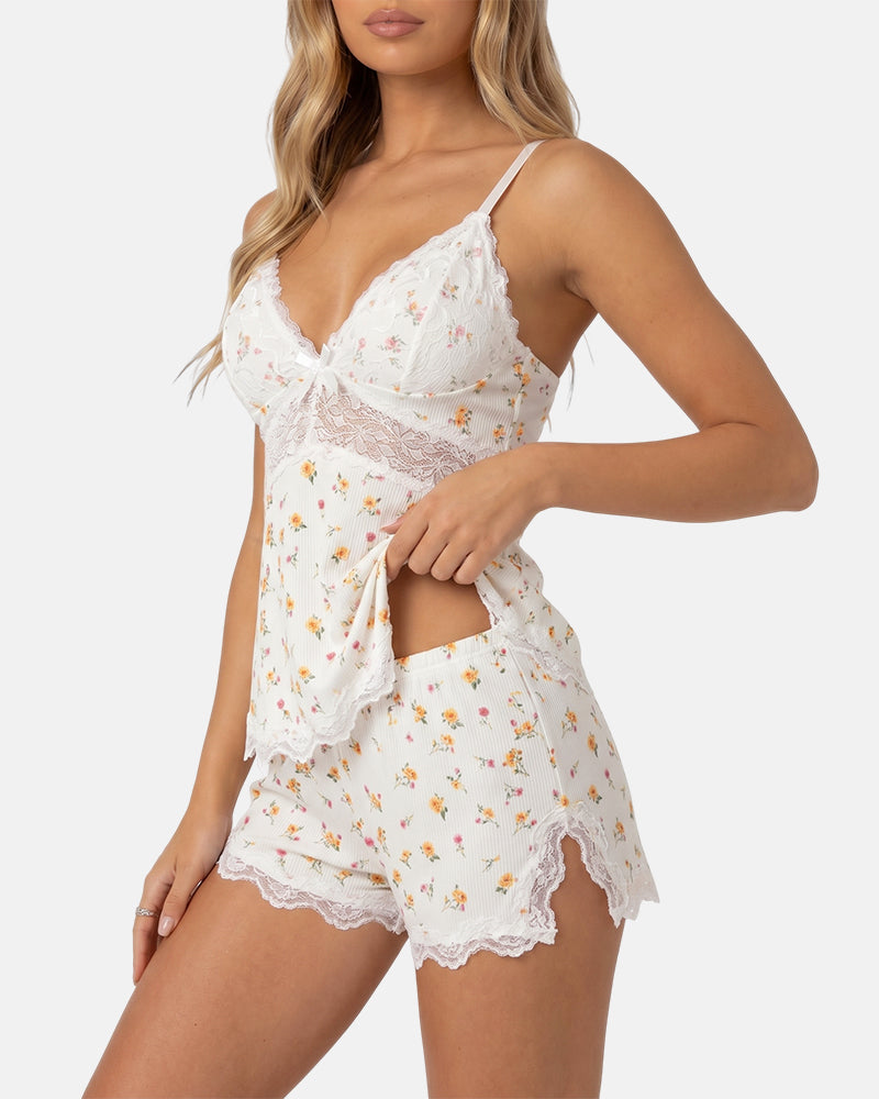 Tan suave, tan sexy – Conjunto de pijama con camisola de encaje Slomra