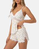 Tan suave, tan sexy – Conjunto de pijama con camisola de encaje Slomra