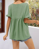 Tops Peplum Babydoll con Cuello en V Casuales y Manga con Volantes
