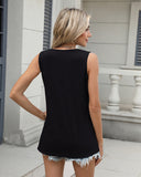 Camiseta sin mangas con cuello en V para mujer, corte holgado, básica