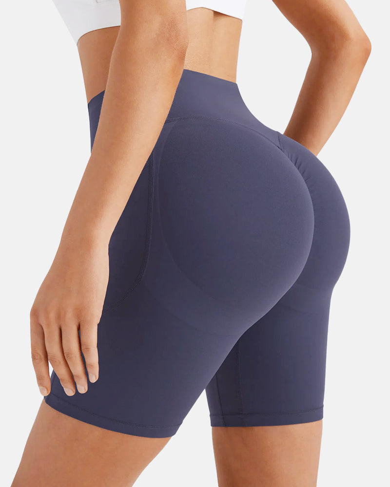 High Waisted Scrunch Butt Lifting Tummy Control Pocket Biker Shorts