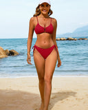 Conjunto de bikini con textura color block, aro en U, tiro alto y corte atrevido