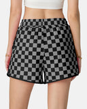 Checkered Drawstring Elastic Waist Casual Shorts with Pockets