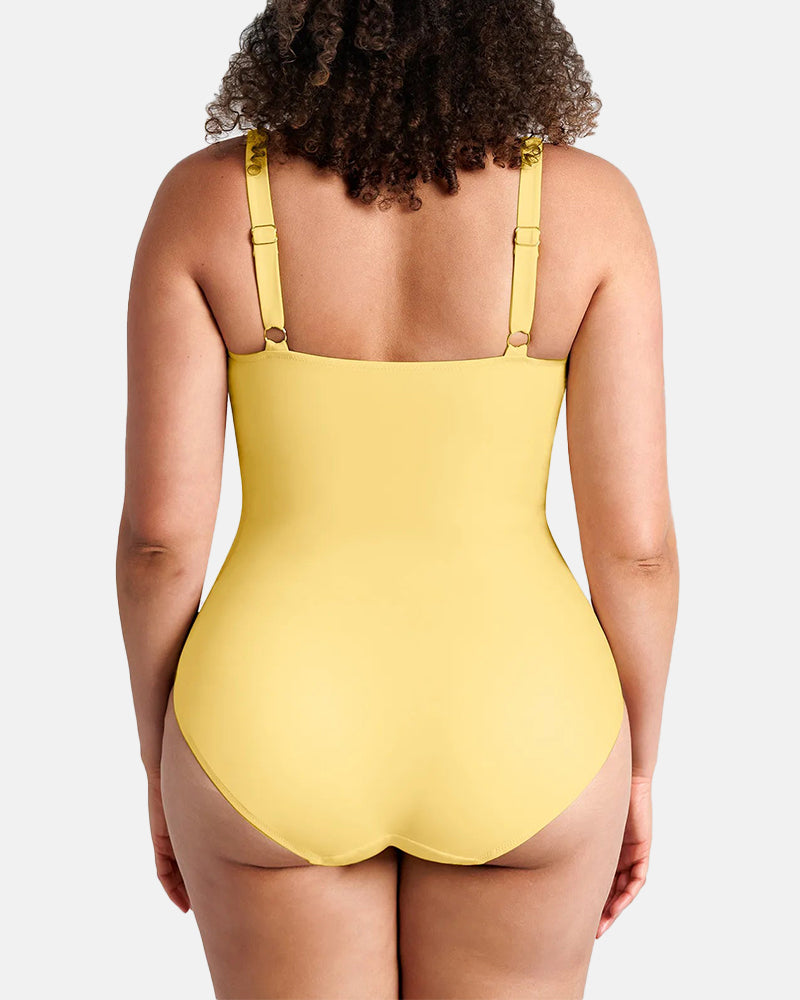 Traje de baño de una pieza con control de abdomen y escote en V profundo