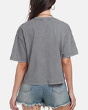 Oversized Vintage Acid Wash Cotton Cropped T Shirts
