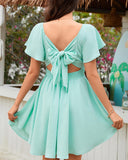 Summer Sweetheart Neckline Knot Front Flowy Chiffon Dress