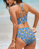 High Waisted U Wire Bikini Set Floral Print Swimsuit