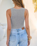Camisetas sin mangas entalladas de punto acanalado con cuello en V