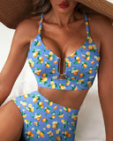 High Waisted U Wire Bikini Set Floral Print Swimsuit
